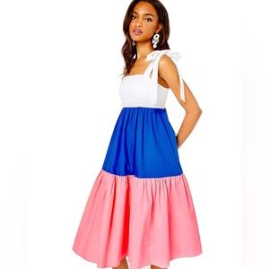 NWT Lilly Pulitzer Anlee Colorblock Tiered Cotton Sundress (Size: 2)